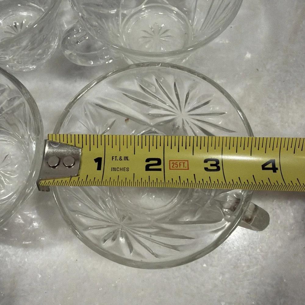 Vintage Anchor Hocking Clear Glass  Prescut StarofDavid Punch Cups Set of 6ES003